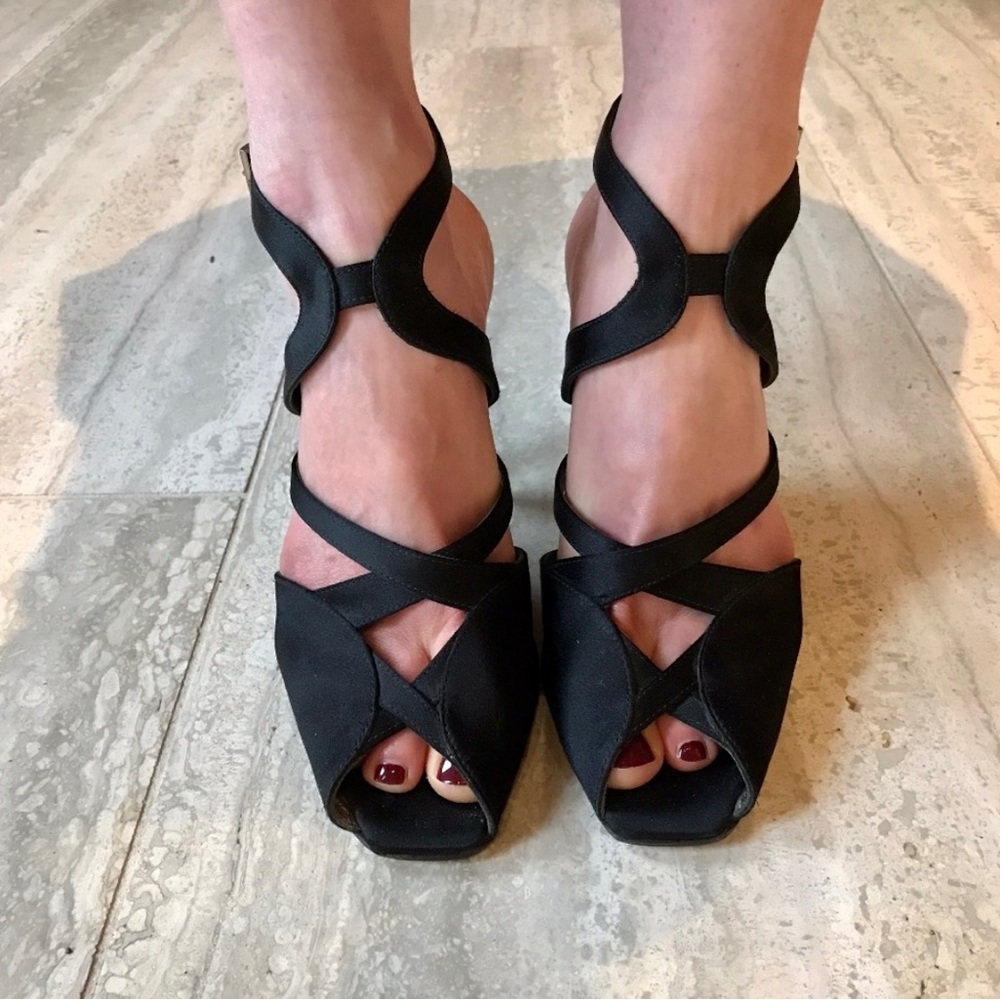 Prada Beautiful Black Satin Heels
